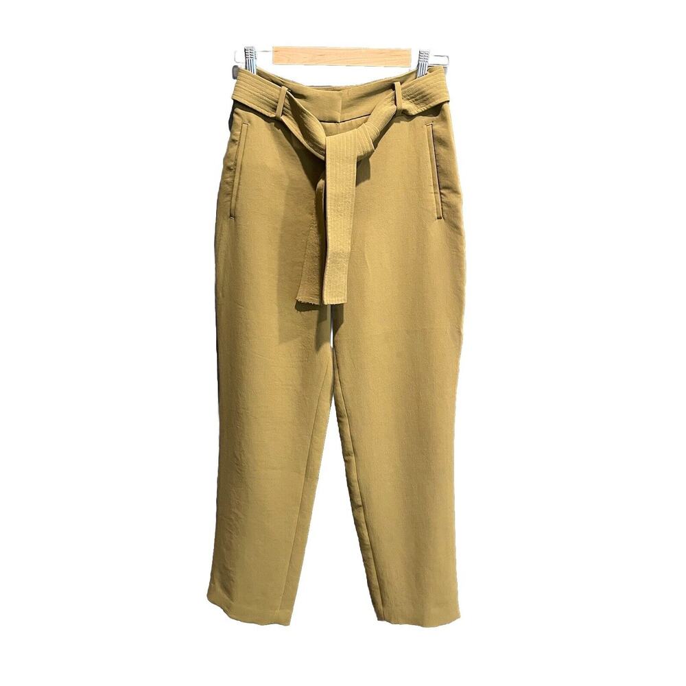 Aritzia Wilfred Brown Tie Front Women's Mustard Wide‎ Leg Pants Size 8